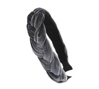 axy Diadema trenzada para traje regional tirolés de terciopelo trenzado, para mujer, diadema para el pelo HRZ3 (gris, ancha)