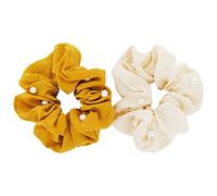 axy Gomas de pelo XXL Scrunchie con perlas, juego de 2 gomas de pelo de tela, soporte para trenzas, pieza de pelo, paquete doble (juego de 16)