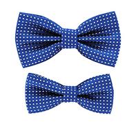 axy Juego de moscas para padre-hijo con aspecto de pareja, ya atado y ajustable con lunares de pajarita para sesión de fotos y familia, azul, Talla única