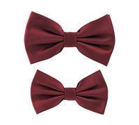 axy Juego de moscas para padre-hijo, en caja de regalo, ya atado y ajustable, pajarita de aspecto seda, para hombre y niño, FLIP3, borgoña, Talla única