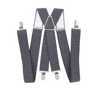 axy® Tirantes anchos para hombre de 3,5 cm con 4 clips fuertes en forma de X HT352 (puntos grises y blancos)