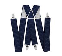 axy Tirantes para hombre anchos de 3,5 cm con 4 clips fuertes en forma de X HT352 (puntos negros-azul-blancos)