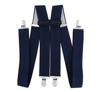 axy Tirantes para hombre con 4 clips estables en forma de H, 3,5 cm de ancho, ajustables y elásticos, alta calidad HTB35, Azul y negro., Talla única