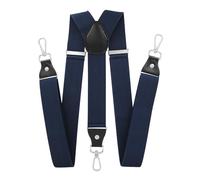 axy Tirantes para hombre con cierre de mosquetón resistente, ajustable sin niveles, 3,5 cm de ancho en forma de Y, elástico, talla única para hombres y mujeres, azul oscuro, Talla única
