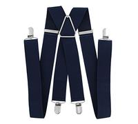 axy Tirantes para hombre de 35 mm de ancho con 4 clips fuertes en forma de X y mujer, Azul y negro., Talla única