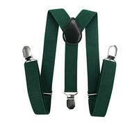 axy Tirantes para niños, forma de Y, ancho de 2,5 cm, con 3 clips fuertes, combinables con pajarita - Colores lisos HTK25-1, verde, für Kinder (6 Monaten - 6 Jahre alt)