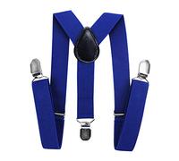 axy Tirantes para niños, forma de Y, ancho de 2,5 cm, con 3 clips fuertes, combinables con pajarita - Colores lisos HTK25-1, azul, (7-12 años )