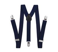 axy Tirantes para niños y jóvenes, forma de Y, ancho de 2,5 cm, con 3 clips fuertes, combinables con pajarita - Colores lisos HTK25-1, Azul y negro., (7-12 años )