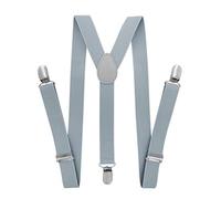 axy Tirantes para niños y jóvenes, forma de Y, ancho de 2,5 cm, con 3 clips fuertes, combinables con pajarita - Colores lisos HTK25-1, gris, (7-12 años )