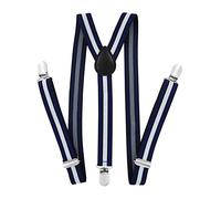 axy Tirantes para niños y jóvenes, forma de Y, ancho de 2,5 cm, con 3 clips fuertes, combinables con pajarita - Colores lisos HTK25-1, Raya No.7, (7-12 años )