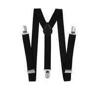 axy Tirantes para niños y jóvenes, forma de Y, ancho de 2,5 cm, con 3 clips fuertes, combinables con pajarita - Colores lisos HTK25-1, Negro , (7-12 años )