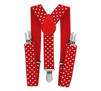 axy Tirantes para niños y jóvenes, forma de Y, ancho de 2,5 cm, con 3 clips fuertes, combinables con pajarita - Colores lisos HTK25-1, Rojo Puntos Blancos, für Kinder (6 Monaten - 6 Jahre alt)