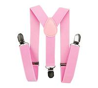 axy Tirantes para niños y jóvenes, forma de Y, ancho de 2,5 cm, con 3 clips fuertes, combinables con pajarita - Colores lisos HTK25-1, Rosa., (7-12 años )