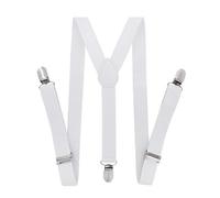 axy Tirantes para niños y jóvenes, forma de Y, ancho de 2,5 cm, con 3 clips fuertes, combinables con pajarita - Colores lisos HTK25-1, Blanco, für Kinder (6 Monaten - 6 Jahre alt)