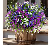 AXYLEX, Flores Artificiales para Exteriores, 12 Flores Resistentes a los Rayos UV, no se decoloran, vegetación de plástico sintético para el hogar, jardín, Porche y Patio, Mezcladas