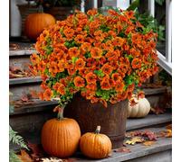 AXYLEX Flores artificiales para mamás falsas al aire libre, 16 paquetes de plantas artificiales para exteriores, boj, arbustos de plástico, no se decoloran, decoración de otoño, casa de campo, jardín,