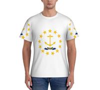 axzttupy Camiseta de manga corta para hombre, con estampado de la bandera del estado de Rhode Island, para entrenamiento, salidas informales, cómodas, uso diario, deportes, Negro, XXL