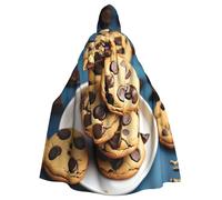 axzttupy Cookies Food - Capa con capucha unisex con estampado de galletas y chispas de chocolate, longitud completa, para disfraces de cosplay renacentista medieval