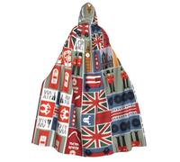 axzttupy Disfraz con capucha para adultos, con estampado de símbolos de Inglaterra, para Halloween, Navidad, carnaval, fiestas, temática medieval