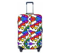 axzttupy Funda para maleta grande con estampado de corazones del orgullo gay de colores arcoíris que se adapta a casi cualquier equipaje, protector de equipaje de viaje personalizado, Black, L