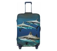axzttupy Hammerhead Sharks - Funda para maleta grande con estampado de tiburones que se adapta a casi cualquier equipaje, protector de equipaje de viaje personalizado, Black, S