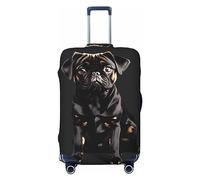 axzttupy Lindo perro Pug negro - Escala estándar 2_00x funda de maleta grande impresa que se adapta a casi cualquier equipaje, protector de equipaje de viaje personalizado, negro, L, Negro, L