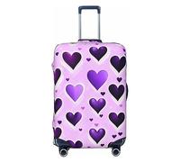 axzttupy Maleta grande con estampado de corazones morados de moda que se adapta a casi cualquier equipaje, protector de equipaje de viaje personalizado, Negro, S