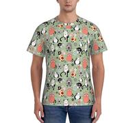 axzttupy Preciosa camiseta de manga corta con estampado de gatos de dibujos animados para hombre, para entrenamiento, salidas informales, cómodas, uso diario, deportes, Negro, 3XL