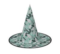 axzttupy Sombrero de bruja unisex con estampado de hojas de color gris menta para carnaval, fiestas, cosplay y festividades