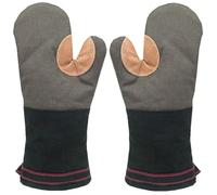 AYADA Guantes Horno Gruesos Largos Grandes, Manoplas Horno Cocina Profesional Antideslizante Lona Fibra de poliéster Cuero Oven Gloves (Gris)
