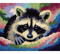 AYAOYANGGO Animal Alfombra Anudada Para Hacer Mapache De Fantasía Kit De Alfombras Con Gancho De Pestillo Diy，Kits De Bordado De Punto De Cruz，Manualidades Para Decoración Del Hogar. 23x16in