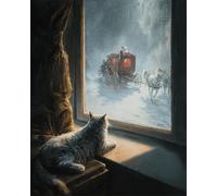 AYAOYANGGO Animal Diy Juego De Bordado Con Cuentas Gato De Fantasía Kit De Bordado De Cuentas Para Principiantes,Juego De Costura,Patrón Preimpreso,Decoración De Pared 50x60cm