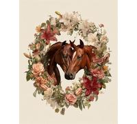 AYAOYANGGO Animal Diy Juego De Cuentas Para Bordar Caballos Y Flores Kit De Bordado Con Cuentas Para Adultos,Kits De Punto De Cruz A Mano, 50x60cm