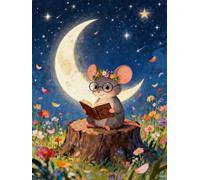 AYAOYANGGO Animal Diy Juego De Cuentas Para Bordar El Ratón Lector De Libros Kit De Bordado Con Cuentas Para Adultos,Kits De Punto De Cruz A Mano, 50x60cm