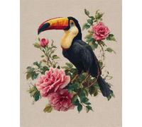 AYAOYANGGO Animal Diy Juego De Cuentas Para Bordar Tucán Y Flores Kit De Bordado De Cuentas Punto De Cruz,Manualidades,Juego De Artesanía 3D 40x50cm