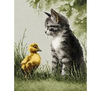 AYAOYANGGO Animal Diy Kit De Bordado Con Cuentas Gato Y Pato Kit De Manualidades Con Bordado,Tapiz 3D,Kits De Punto De Cruz Con Cuentas 60x80cm