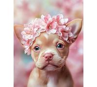 AYAOYANGGO Animal Diy Kit De Bordado Con Cuentas Llevando Flores Y Un Perro Bead Embroidery Kit De Bricolaje Con Cuentas,Kit De Punto De Cruz Hecho A Mano,Arte Con Agujas 60x80cm