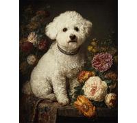 AYAOYANGGO Animal Diy Kit De Bordado Con Cuentas Perro Blanco Y Flores Bead Embroidery Kit De Bricolaje Con Cuentas,Kit De Punto De Cruz Hecho A Mano,Arte Con Agujas 50x60cm