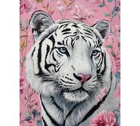 AYAOYANGGO Animal Diy Kit De Bordado Con Cuentas Retrato De Tigre Blanco Kit De Bordado De Cuentas Para Principiantes,Juego De Costura,Patrón Preimpreso,Decoración De Pared 60x80cm