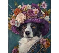 AYAOYANGGO Animal Diy Kit De Bordado Con Cuentas Un Perro Con Flores En La Cabeza. Bead Embroidery Kit De Bricolaje Con Cuentas,Kit De Punto De Cruz Hecho A Mano,Arte Con Agujas 50x60cm