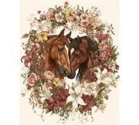 AYAOYANGGO Animal Diy Kit De Bordado Francés Con Cuentas Caballos Y Flores Bead Embroidery Kit De Bricolaje Con Cuentas,Kit De Punto De Cruz Hecho A Mano,Arte Con Agujas 50x60cm