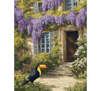 AYAOYANGGO Animal Diy Kit De Punto De Cruz Con Cuentas Loros Y Paisajes Kit De Manualidades Con Bordado,Tapiz 3D,Kits De Punto De Cruz Con Cuentas 40x50cm