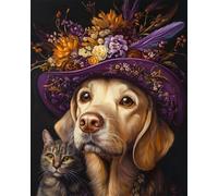 AYAOYANGGO Animal Diy Kit De Punto De Cruz Con Cuentas Perro Con Sombrero Bead Embroidery Kit De Bricolaje Con Cuentas,Kit De Punto De Cruz Hecho A Mano,Arte Con Agujas 60x80cm