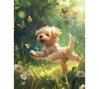 AYAOYANGGO Animal Diy Kit De Punto De Cruz Con Cuentas Perro De Acuarela Bead Embroidery Kit De Bricolaje Con Cuentas,Kit De Punto De Cruz Hecho A Mano,Arte Con Agujas 50x60cm