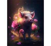 AYAOYANGGO Animal Diy Kits De Bordado Con Cuentas Cerdo De Fantasía Bead Embroidery Kit De Bricolaje Con Cuentas,Kit De Punto De Cruz Hecho A Mano,Arte Con Agujas 60x80cm