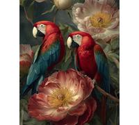 AYAOYANGGO Animal Diy Kits De Bordado Con Cuentas Loros Y Flores Kit De Manualidades Con Bordado,Tapiz 3D,Kits De Punto De Cruz Con Cuentas 60x80cm