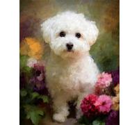 AYAOYANGGO Animal Diy Kits De Bordado Con Cuentas Pintura Al Óleo De Un Perro Blanco Bead Embroidery Kit De Bricolaje Con Cuentas,Kit De Punto De Cruz Hecho A Mano,Arte Con Agujas 60x80cm