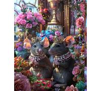 AYAOYANGGO Animal Diy Kits De Bordado Con Cuentas Ratón De Fantasía Kit De Bordado Con Cuentas Para Adultos,Kits De Punto De Cruz A Mano, 40x50cm