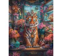 AYAOYANGGO Animal Diy Kits De Bordado Con Cuentas Tigres Y Flores Bead Embroidery Kit De Bricolaje Con Cuentas,Kit De Punto De Cruz Hecho A Mano,Arte Con Agujas 40x50cm