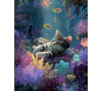 AYAOYANGGO Animal Diy Kits De Punto De Cruz Con Cuentas Coral Y Gato Bead Embroidery Kit De Bricolaje Con Cuentas,Kit De Punto De Cruz Hecho A Mano,Arte Con Agujas 50x60cm